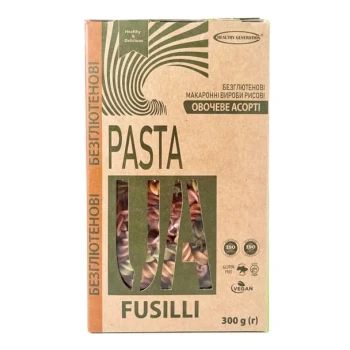 Рисовая безглютеновая паста PASTA UA с овощами, Fusilly 300г, Healthy Generation