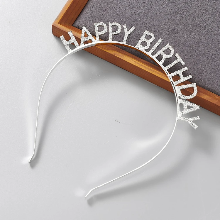 Металлический обруч Happy Birthday серебро