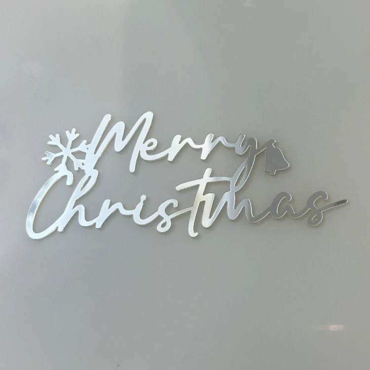 Зеркальный топпер Merry Christmas серебро №2