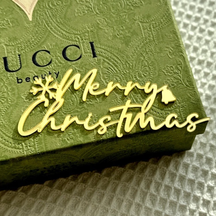Зеркальный топпер Merry Christmas золото №2