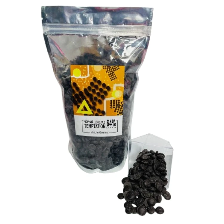 Бельгийский шоколад Veliche Gourmet Черный Dark Temptation 64% 0,5 кг