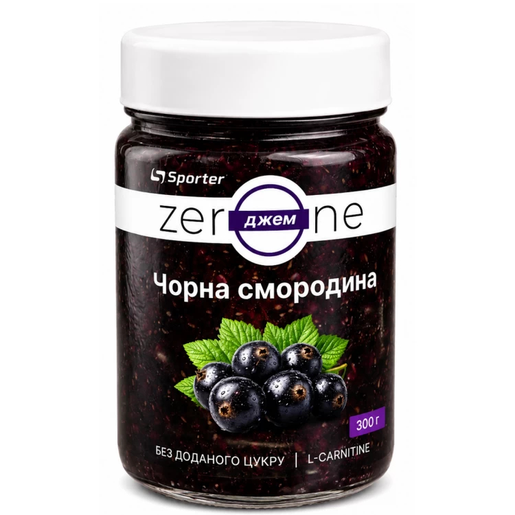 Джем натуральний без цукру "Чорна смородина", Sporter, Zero One Jam - 300 г