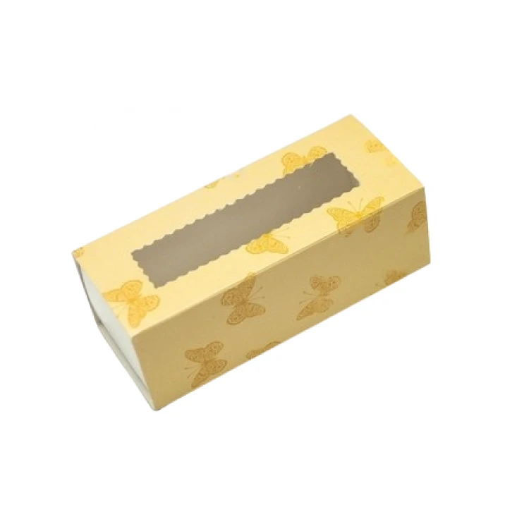 Коробки для макаронс желтые с бабочками (упаковка 3 шт.)