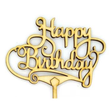 Топпер деревянный "Happy Birthday" 1 шт.