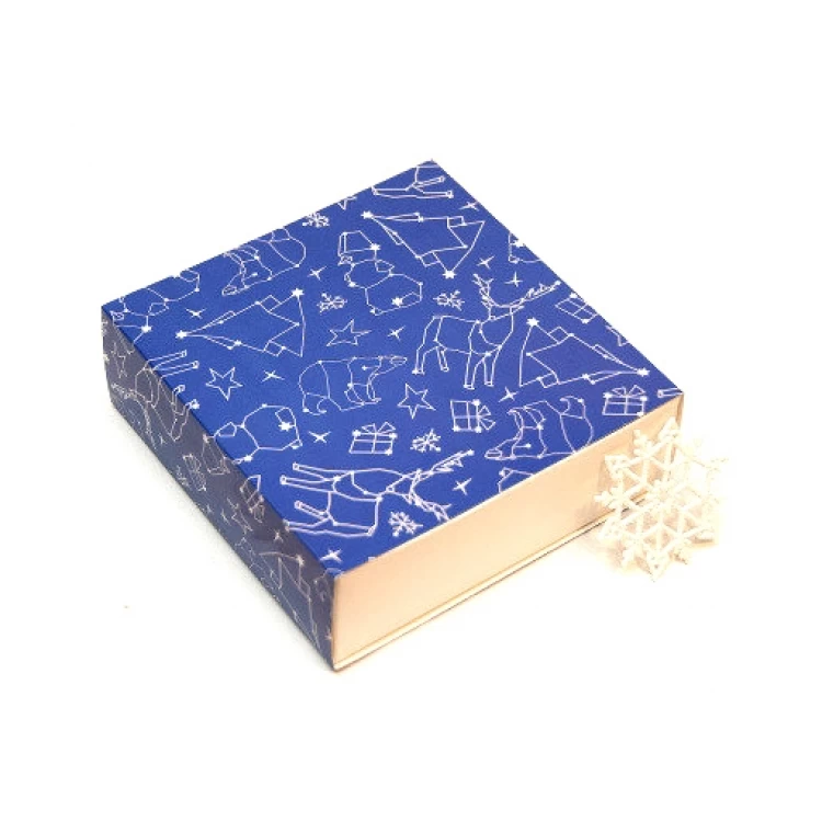 Коробка для конфет Новогодняя Синяя (Упаковка 3 шт.)