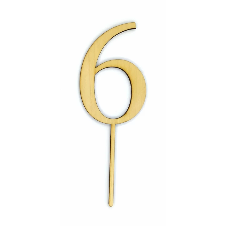 Топпер деревянный "Цифра 6" 1 шт.