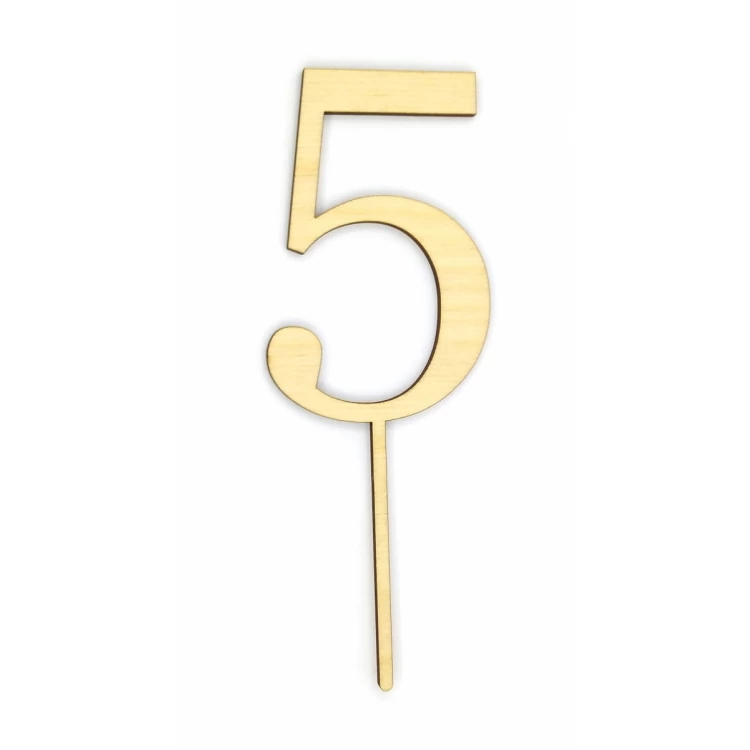 Топпер деревянный "Цифра 5" 1 шт.