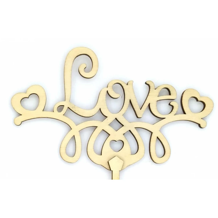 Топпер деревянный "LOVE с сердечками" 1 шт.