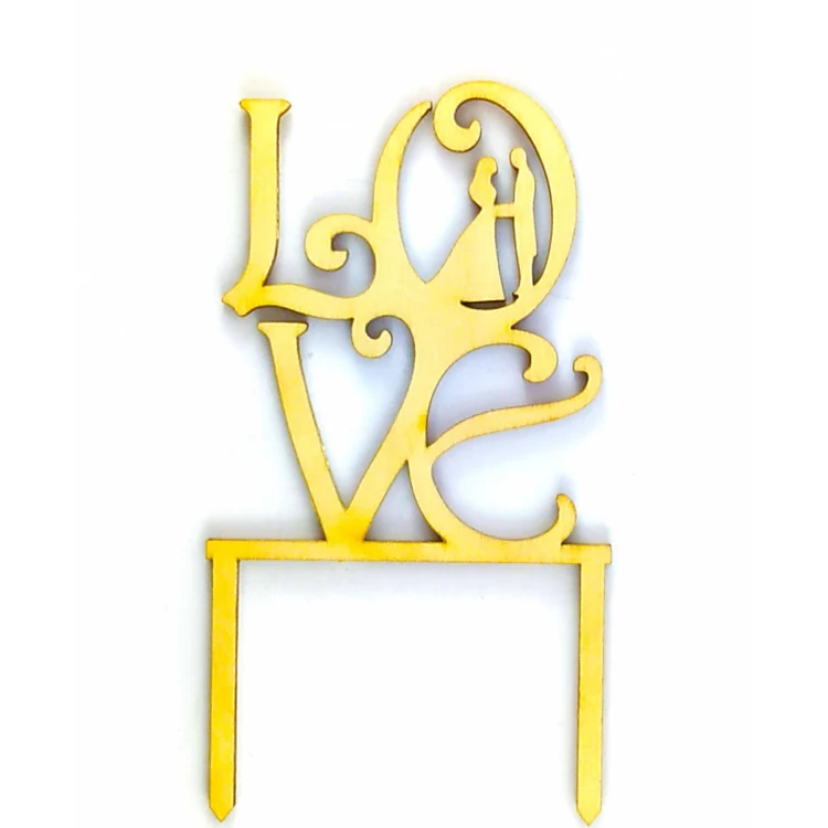 Топпер деревянный LOVE 1шт. для капкейков