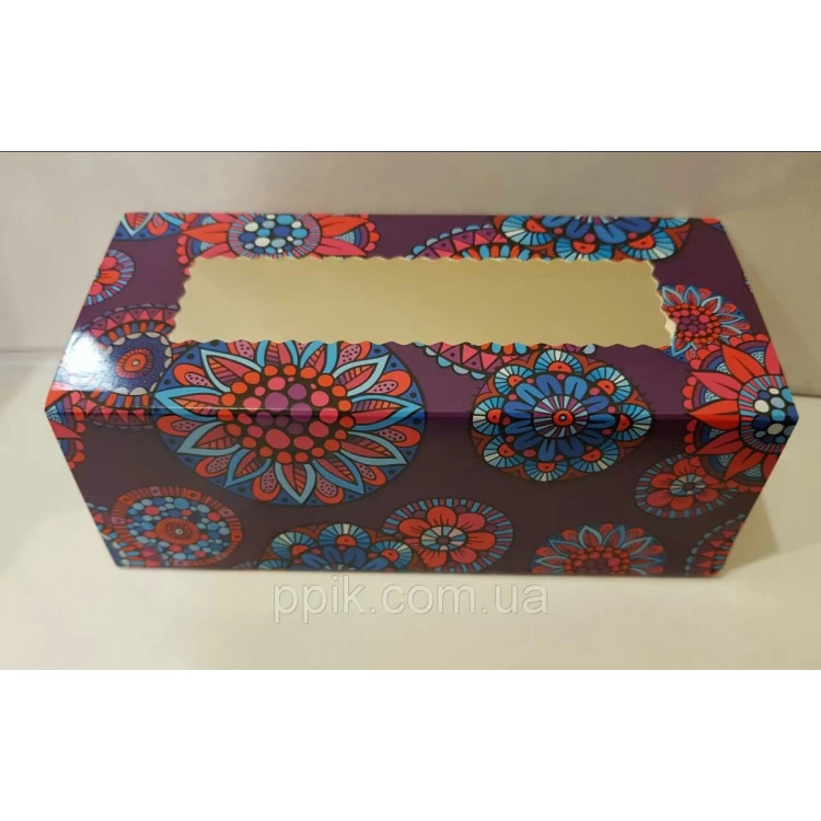 Коробки для макаронс фиолетовые с рисунком (упаковка 3 шт.)