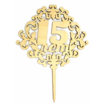 Топпер деревянный "15 лет" 1 шт.