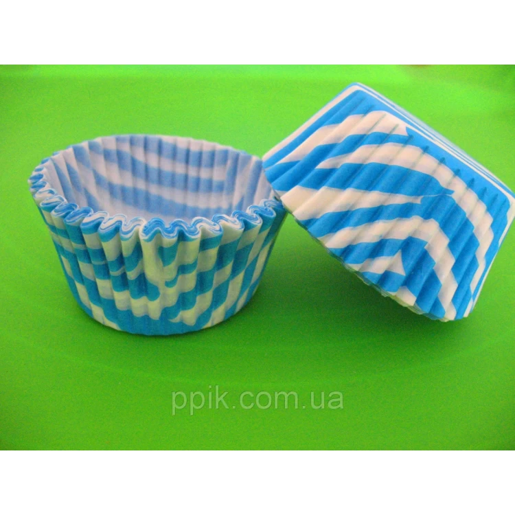 Тарталетки (капсулы) бумажные для кексов, капкейков Зебра в голубом