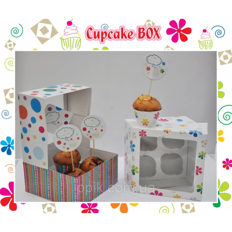 Набор для 4 капкейков Cupcake-BOX Цветочки