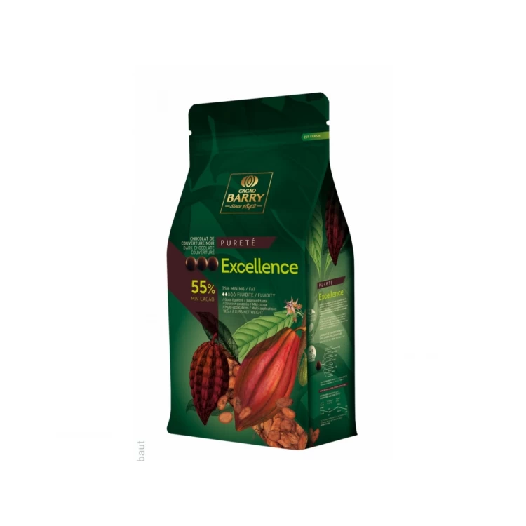Бельгийский черный шоколад Cacao barry Excellence 55%, 1 кг