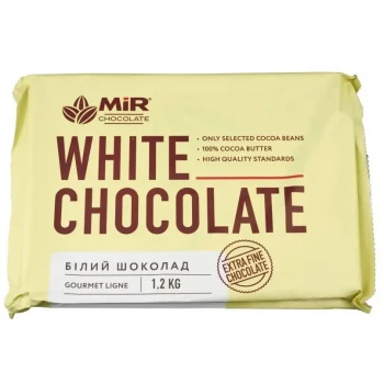 Шоколад белый Mir chocolate 26%, плитка 1,2 кг