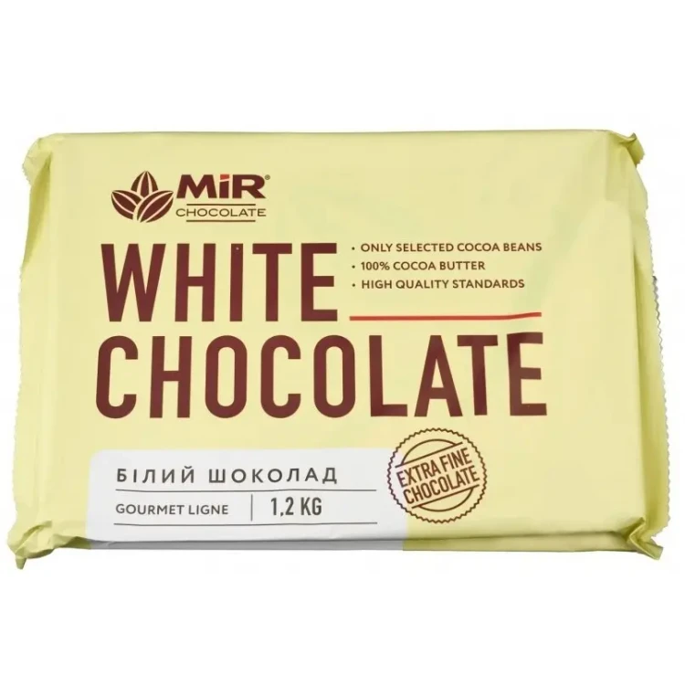 Шоколад белый Mir chocolate 26%, плитка 1,2 кг