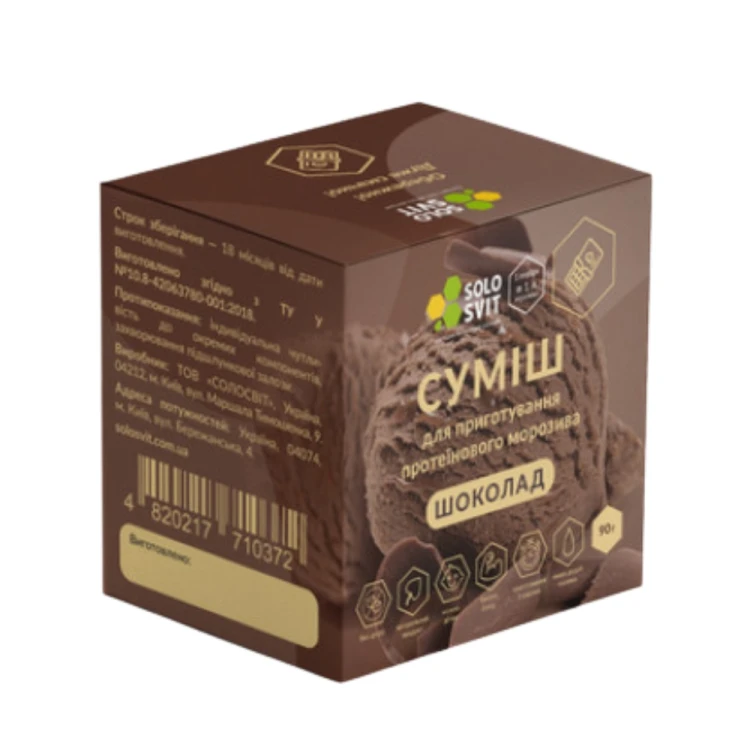 Смесь для протеинового мороженого без сахара Solosvit со вкусом Шоколад, 90 г