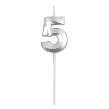Свічка для торта цифра " 5 " срібло