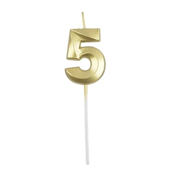 Свеча для торта цифра "5" ЗОЛОТО