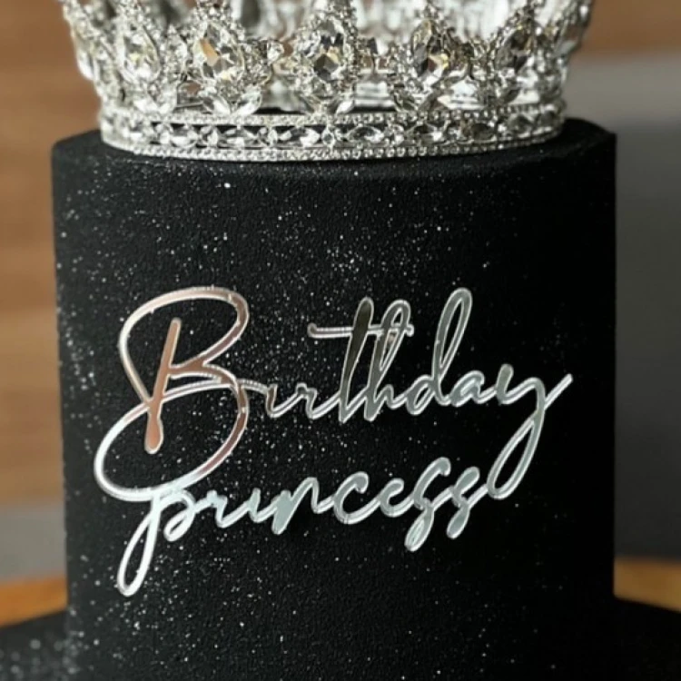 Топпер Birthday Princess серебро