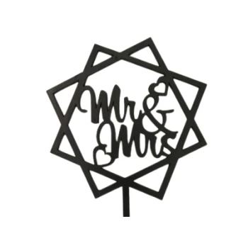 Топпер деревянный черный квадратный "Ms&Mrs" 1 шт.