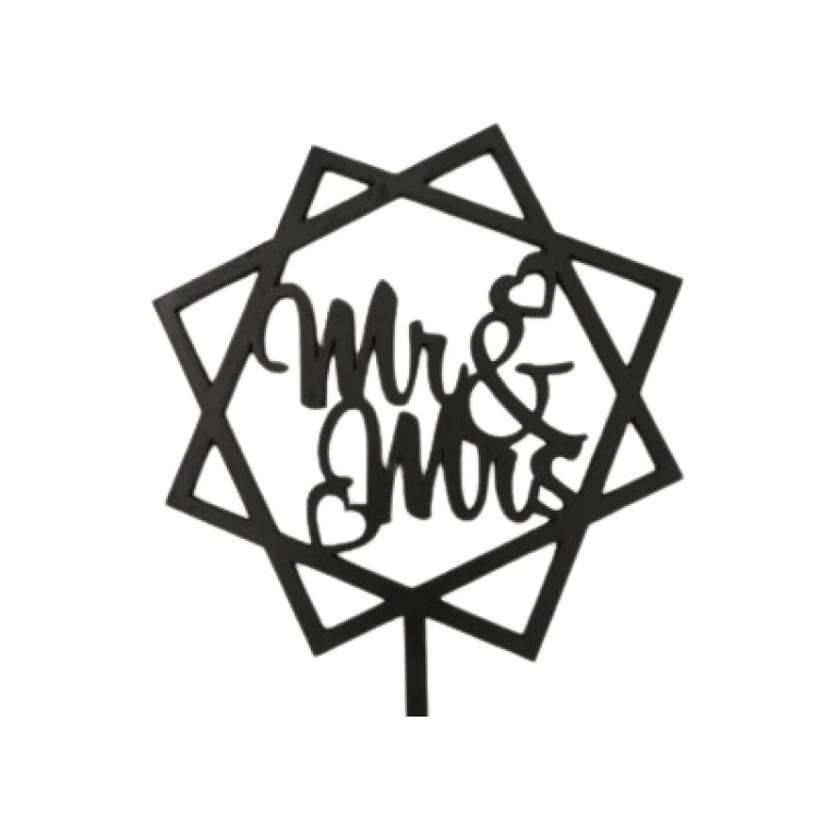 Топпер деревянный черный квадратный "Ms&Mrs" 1 шт.