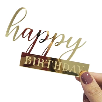Топпер Happy Birthday золото