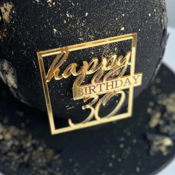 Зеркальный топпер Happy Birthday 30 квадрат