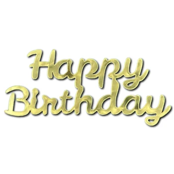 Зеркальный топпер Happy Birthday БОКОВОЙ золото №4