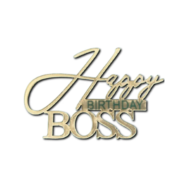 Зеркальный топпер Happy Birthday BOSS золото