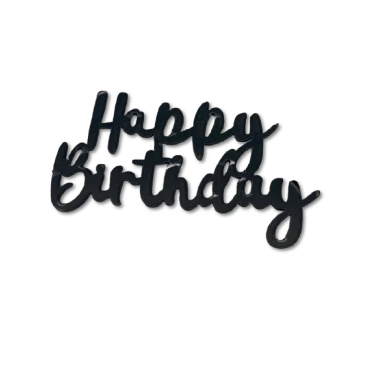 Зеркальный топпер Happy Birthday черный №2