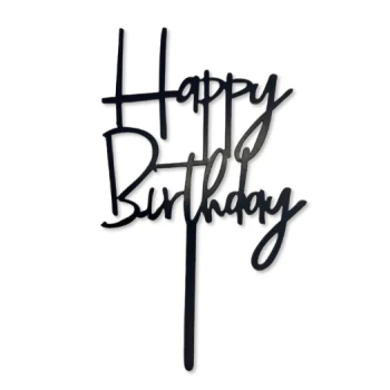 Зеркальный топпер Happy Birthday на ножке СЕРЕБРО