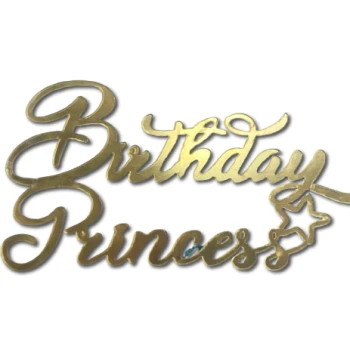 Зеркальный топпер Happy Birthday Princess золото
