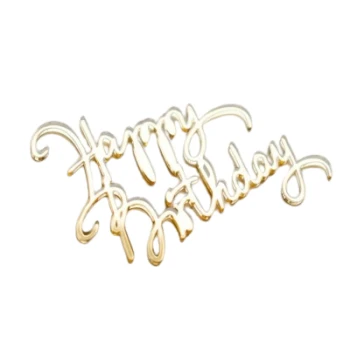 Дзеркальний Золотий Топер "Happy Birthday" №6, 1 шт.